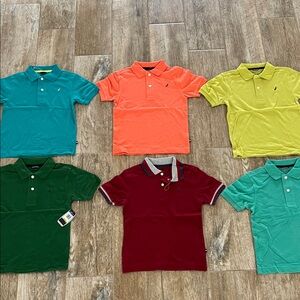 6 Pc bundle NEW Nautica Polo Shirts Kids Dress Shirt Sz M 5/6 Boys - NEW